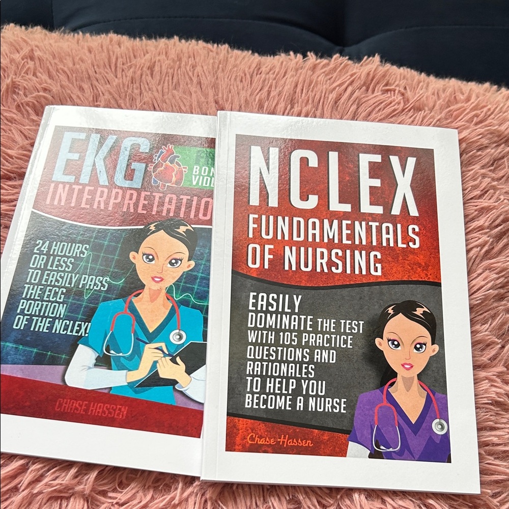 NCLEX and EKG Interpretation Nursing Books there's my name inside but can erase